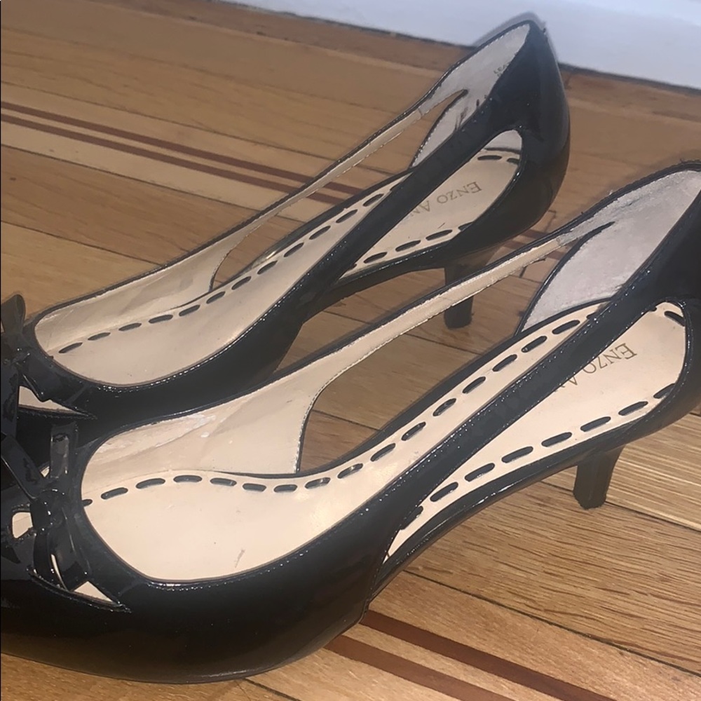 Enzo Angiolini size 10 black shoes kitten heels